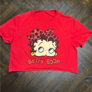 Betty Boop Red Cropped Tee with Character Graphic